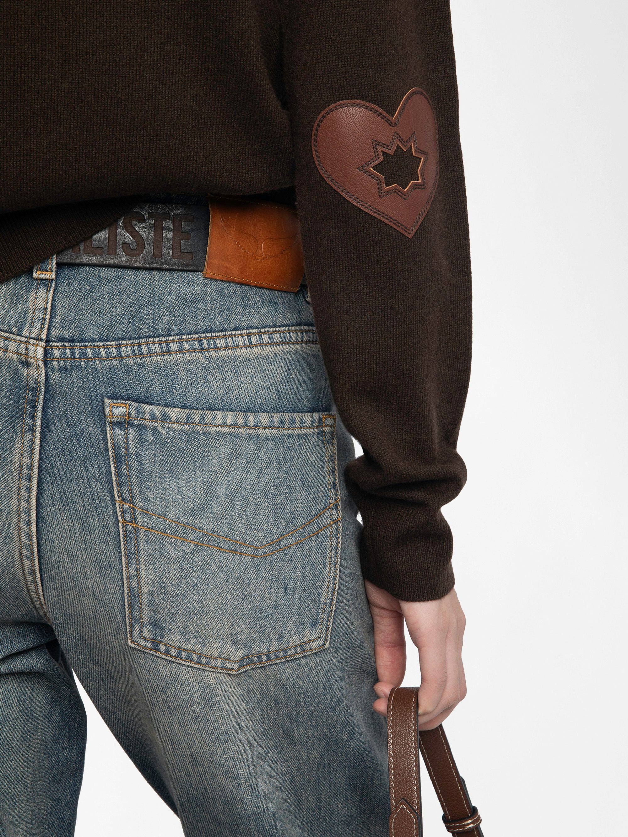 Cici Jumper - Round neck jumper with heart patches at elbows.